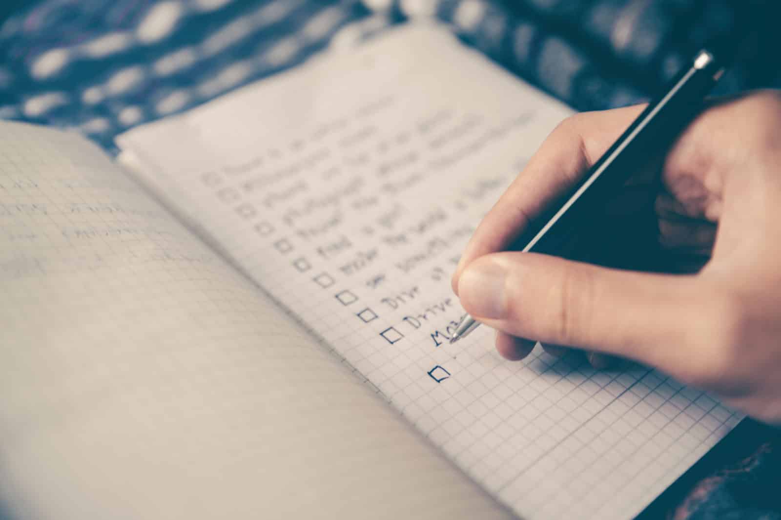 writing a bucket list